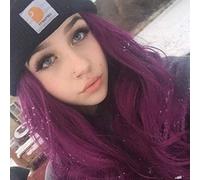Cokbyavla Hot Wigs Lace Front Natural Wigs Purple Hair Long Curly Wig Women Hair Synthetic Fashion Wavy Full wig Hair Braiding Mannequin Head (Purple, One Size)