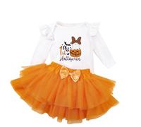 Cokbyavla Infant Girl Pumpkin Suspender Bodysuit, Kids Halloween Outfit Tulle Dress Baby Pumpkin Costume Baby Little Girl Summer Dress 5T Monkey Costume Kids Fan Infant 9-12 Months