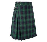 Cokbyavla Irish Kilts for Men Men's Colour Splicing Scottish Kilt Men's Traditional Kilt Irish Tartan Gothic Pleated Skirt Tartan Kilt Individuality Vintage Tactical Cargo Kilt Kendo Kilt Green
