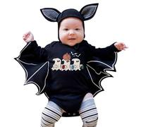 Cokbyavla Jumpsuit Cute Halloween Bat Clothes, Halloween Skulls Girl Pumpkin Costume Infant Girl Clothes Winter Infant Pink Vampire Bat Costume Baby Thanksgiving Toddler 18-24 Months