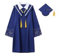 Cokbyavla Kid 4 Pack Kids 2026 Happy Graduate Set, Kindergarten Graduation Buttons Cap and Gowns Child's Graduation Robe Season Hat Ropes Class of 2026 Black Girl Cap(Blue, 11-12 Years)