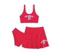 Cokbyavla Kids Girl Floral Swimsuit 3Pcs,3 Piece Bikini Set Swimsuit Cover Ups Girls Tween Bikini Girls 12-14 Girl Summer Pants Set Girls Bikinis 11 to 12 Plus Size Swims(11Red,10-11 Years)