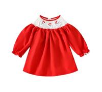 Cokbyavla kids Little Girls' Long Sleeve Girl Dresses and Rompers, Baby Christmas Tree Embroidered Jumpsuit First Xmas Baby Girl Outfit Cosplay Santa Costume Christma Toddler 12-18 Months
