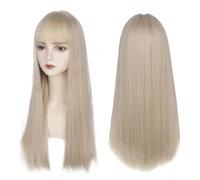Cokbyavla Lace Closure Fashion Girl Group Style Wig White Blonde Wig Female Full Length Long Straight Hair Real Hair Extensions (Gold, One Size)