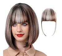 Cokbyavla Lace Front Wig Long Wig Female Air Bangs Double Sideburns Hairpiece With Hairpin Fiber Bangs Bangs Fringe With Temples Hairpieces For Women Clip On Air Bangs Flat Bangs Hair Extension (E, On