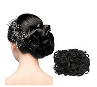 Cokbyavla Lace Front Wig with Extensions Clip Messy In As Mega Hair Curly Large Chignon Thick Real Updo Bun wig Rubber Hair Curlers (A, One Size)