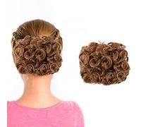 Cokbyavla Lace Front Wig with Extensions Clip Messy In As Mega Hair Curly Large Chignon Thick Real Updo Bun wig Rubber Hair Curlers (F, One Size)