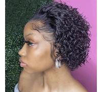 Cokbyavla Lace Front Wigs for Women Medium Length Women's Wig Medium Black Small Curly Hair Short Head Cover Women's Wig High Temperature Silk Fiber Head Cover Girl Hair Ties (Black, One Size)