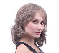 Cokbyavla Lace Fronts With Bangs Heat Wavy Length Fiber Party For Daily Hair Women'S Cosplay Wigs Curly Natural Brown Hair Synthetic For Women Wig Shoulder And Hair Brush Holder (A, One Size)