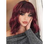 Cokbyavla Lace Wig Long Medium Party Wig Length Head Decorations Curly Hair Cover wig Rose Hair Color (Red, One Size)