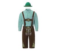Cokbyavla Lederhosen Men, Oktoberfest Outfit Mens, Drindl Costume German Bavarian Oktoberfest Festival Men T-Shirt Bavarian Man Costume Lederhosen Shoes Beer Maiden Halloween XL