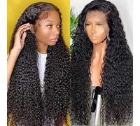 Cokbyavla Long Hair Wig Lace Front Lace Front Wig Transparent Frontal Glueless Human Hair With Baby Pre Plucked Hairline Density Brazilian Wigs For Black Women Synthetic Hair for Braiding (Black, 30)