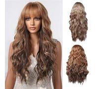 Cokbyavla Long Hair Wig Lace Front Net Fashion Wig Air Long Curly Hair Big Wave Gradient Wig Set Wax Roller for Hair Removal (Brown, One Size)