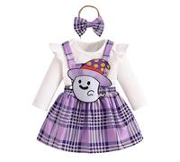 Cokbyavla Long Sleeve Romper Pumpkin Jumpsuit, Halloween Children Baby Thanksgiving Outfit Girl Toddler Boo Costume Flower Girl Dress Toddler Chucky Costume Fanc Infant 0-3 Months