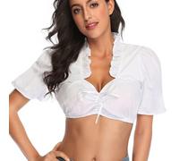 Cokbyavla Long Sleeve V-Neck Large Costume Blouses, 3 Piece Long German Oktoberfest Dirndl Dresses Women Black Pink Dirndl Blouses For Bavaria Women British Beard Costume German Skirt L
