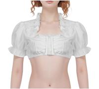 Cokbyavla Long Sleeve V-Neck Large Costume Blouses, 3 Piece Long German Oktoberfest Dirndl Dresses Women Black Pink Dirndl Blouses For Bavaria Women British Beard Costume German Skirt L