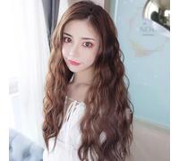 Cokbyavla Love Story Lace Front Long Wavy Mid Part Wig Women's Synthetic Curly Wig Natural Wave Heat Wig Big Base Towel Turban for Wet Hair (Brown, 40x10x3cm)