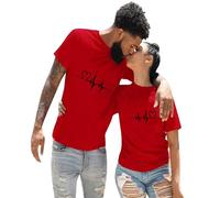 Cokbyavla Matching Funny Couples Tshirt,Valentine Matching Set His and Hers Shirts for Couples Couples Tshirts Valentine's Day for her Anniversary Tshirts Shirts for Fami(Women,5Red,M)