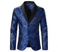 Cokbyavla Men Sequin Shiny Prom Suit Jacket,Red Sequin Jacket Glittery Tops Men Plus Size 80S Prom Dress Prom Suits for Young Men Mens Tuxedo Jacket Mens Suit Sets 2 Piec(57Blue,L)