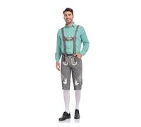 Cokbyavla Men's German Bavarian Oktoberfest Costume Set for Halloween, Costume Men Funny Lederhosen Oktoberfest Set for Men Lederhosen Suspenders And Hat Beer Accessories Hall XXL