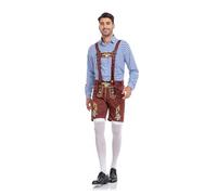 Cokbyavla Men's German Bavarian Oktoberfest Costume Set for Halloween, Costume Men Funny Lederhosen Oktoberfest Set for Men Lederhosen Suspenders And Hat Beer Accessories Hall L