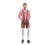 Cokbyavla Men's German Bavarian Oktoberfest Costume Set for Halloween, Costume Men Funny Lederhosen Oktoberfest Set for Men Lederhosen Suspenders And Hat Beer Accessories Hall M