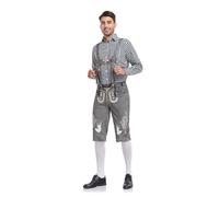 Cokbyavla Men's German Bavarian Oktoberfest Costume Set for Halloween, Costume Men Funny Lederhosen Oktoberfest Set for Men Lederhosen Suspenders And Hat Beer Accessories Hall L