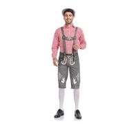Cokbyavla Men's German Bavarian Oktoberfest Costume Set for Halloween, Costume Men Funny Lederhosen Oktoberfest Set for Men Lederhosen Suspenders And Hat Beer Accessories Hall M