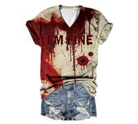 Cokbyavla Mens Problem Solved Bloody Halloween T Shirts,Halloween Shirts for Women Funny Blood Splatter Shirt for Men Unisex Sweatshirts Christmas Horror Hoodies for Girls Halloween Shirts Brick Red