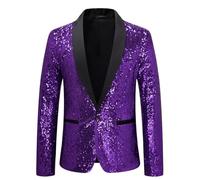 Cokbyavla Mens Sequin Suit Jacket Sport Coat,Sequin Set Red Glitter Men Velvet Sport Coat Men Red Dress Pants for Men Mens Tuxedo Suit Set Masquerade Suit(20Purple,L)