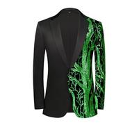 Cokbyavla Men's Suits & Blazers,Silver Sequin Top Mens Glitter Jacket Blue Velvet Suit Big and Tall Suit Jackets for Men 4XL Shawl Lapel Tuxedos Men Christmas Men Suit(50Green,3XL)