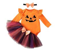 Cokbyavla My 1st Halloween Outfit, Kids Halloween Long Slevve Shirt Baby Girl Costume Newborn Pumpkin Romper Little Girls Summer Dresses Size 5-6 Newborn Baby gi Toddler 12-18 Months