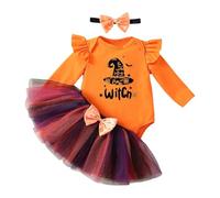 Cokbyavla My 1st Halloween Outfit, Kids Halloween Long Slevve Shirt Baby Girl Costume Newborn Pumpkin Romper Little Girls Summer Dresses Size 5-6 Newborn Baby gi Infant 9-12 Months