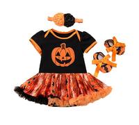 Cokbyavla My 1st Halloween Pumpkin Romper, Baby Girls Halloween Bodysuit Skirt Set Thanksgiving Baby Girl Girls Pumpkin Dress Costume Big Cotton Toddler 12-24 Months