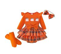Cokbyavla My 1st Halloween Pumpkin Romper, Little Girl Halloween Overall Dress Set Butterfly Tulle Dress Baby Toddler Ghost Costume girl Big Girls Sundresses Siz Toddler 12-18 Months