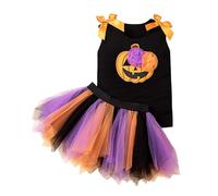 Cokbyavla My 1st Halloween Romper+ Tutu Dress, Baby Girl Halloween Outfit Newborn Girls Tulle Prom Dress Baby girl Ghost Costume Toddler Sparkly Black And White Newborn O(99Orange,3-4 Years)