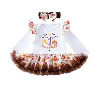 Cokbyavla My 1st Halloween Romper+ Tutu Dress, Kids Halloween Long Slevve Shirt Baby Girls Dress And Cardigan Set Costume Pumpkin Tops Infant Little Gi Infant 0-3 Months