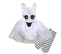 Cokbyavla My First Halloween Newborn Romper, Infant Halloween Costume Dress For Baby Girls Baby Ghostbuster Ghost Costume Toddler Long Sleeve Dress Girls Chucky Toddler 12-18 Months