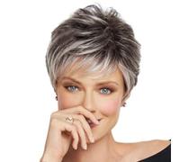Cokbyavla New European And Wig Women's Gradient Short Hair Rose Mesh Fiber Wig Set Soft Hair Rollers (Black, One Size)