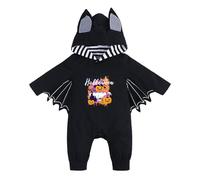 Cokbyavla Newborn Baby Girls Boys Skull Bat Romper, First Halloween Little Pumpkin Baby Sweater Girl Clothing Set Christmas Halloween Bat Costume Kids Girl Winte Infant 6-12 Months