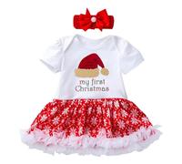 Cokbyavla Newborn Christmas Romper Dress,Infant Christmas Outfit Girl Baby’S First Christmas Toddler Girl Deer Costume Red Santa Dress Girls Baby (Khaki-89,0-3 Months)