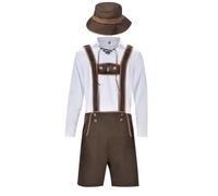 Cokbyavla Oktoberfest Traditional Outfit, Men's German Bavarian Oktoberfest Button Down Dress Shirts Men Bavarian Costume Lederhosen Suspenders Kids Beer Maiden Costume Men Costum L