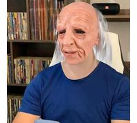 Cokbyavla Old Man Adult Mask Black, Realistic Silicone Mask African American Old Lady Costume For Women Size Medium Alien Silicone Man Half Face Custom Latex Clown