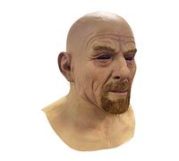 Cokbyavla Old Man Latex Mask Realistic Bald Old Man Halloween Mask Grandpa Costume Full Head Party Gift, Flesh Color