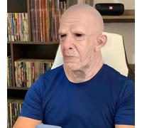Cokbyavla Old Man Mask Full Head, Mascara Real Techniques Terror Latex Mask Adult Granny Face Old Man Realistic Black Scream Scary Masks
