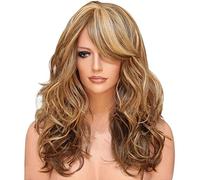 Cokbyavla Overnight Wigs Wig Curly Long Heat 60cm Full Hair Blonde Women's wig Cat Hair Comb (brown, One Size)
