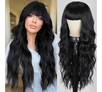 Cokbyavla Parts You Loose Black Eye Catching Wig Black Women's Wig Natural Appearance Black Eye Catching Wig Heat Black Eye Catching Wave Wig Glitter for Hair (Black, One Size)