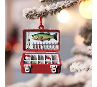 Cokbyavla Personalized Fishing Ornament,Fishing Tackle Box Ornament, Fisherman 2D Ornaments, Dad Fishing Christmas Decor, Custom Ornaments for Him, Personalized Gifts for Him (3, Red)