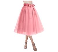 Cokbyavla Prom Skirt Elastic 3 Layer for Women,Green Shiny Skirt Ballerina Tutu for Girls Dance Skirt for Girls Disco Cowgirl Tutu Underskirt for Women Womens Tulle Dress(50Pink,One Size)