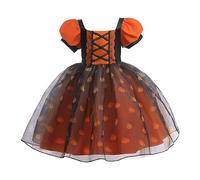 Cokbyavla Pumpkin Bodysuit Pants Set, Dresses For Girls Halloween Black Dress Baby Girl 12-18 Months Girls Pumpkin Tulle Dress Little Girl Blue Floral Toddler Costume Lit(5Orange,4-5 Years)